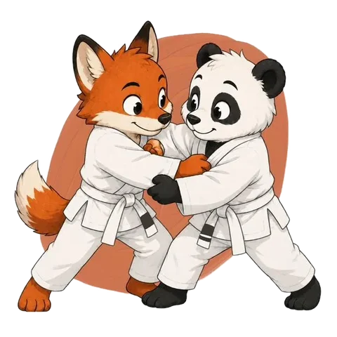 El zorro y el panda entrenando juntos